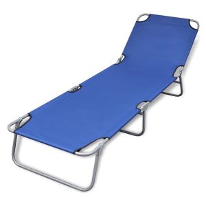 vidaXL tumbona plegable de acero con recubrimiento polvo azul