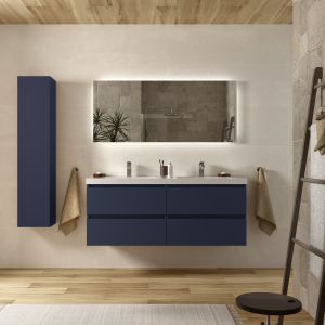 Mueble baño bequia 140cm + lavabo carga mineral toscana | azul |140x45x59