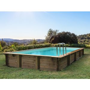 Piscina rectangular de madera "murano" - 12.20 x 6.20 x 1.44 m