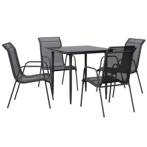 vidaXL juego de comedor para jardín 5 piezas acero y textilene negro