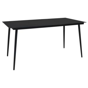 vidaXL mesa de comedor de jardín acero y vidrio negra 190x90x74 cm