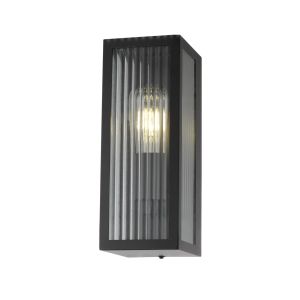 Cgc lighting lámpara de pared exterior de vidrio biselado negro E27