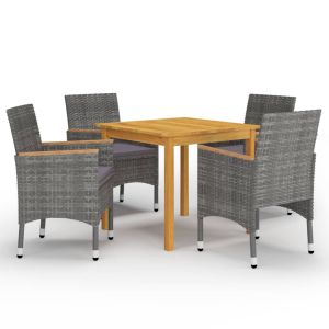 vidaXL juego de comedor de jardín de 5 piezas gris