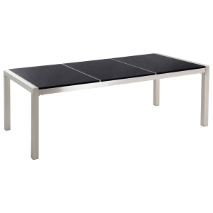 Mesa de comedor de metal/granito negro/plateado 220 x 100 cm grosseto