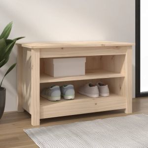 Banco zapatero de madera de pino maciza 70x38x45,5 cm