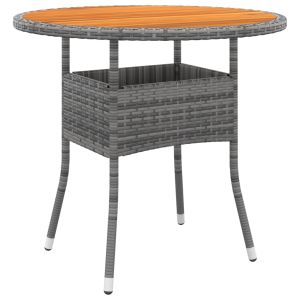 vidaXL mesa de jardín madera acacia y ratán sintético gris ø80x75 cm