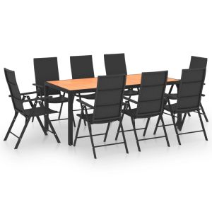 vidaXL juego de comedor de jardín 9 piezas negro y marrón