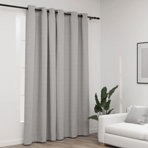 Cortina opaca con ojales look de lino gris 290x245 cm es4117