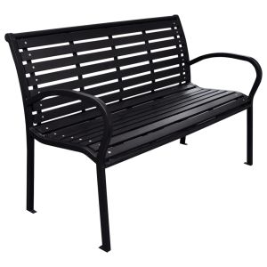 vidaXL banco de jardín acero y wpc negro 116 cm