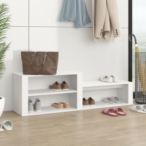 Mueble zapatero madera contrachapada blanco 150x35x45 cm