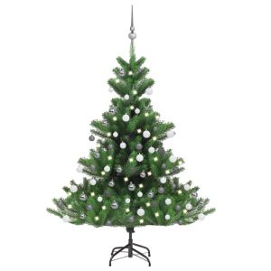 vidaXL árbol de navidad abeto nordmann con LEDs y bolas verde 120 cm