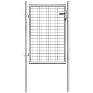 vidaXL puerta de jardín de acero galvanizado plateado 105x150 cm