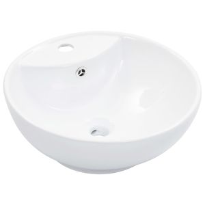 vidaXL lavabo con rebosadero 46,5x18 cm cerámica blanco