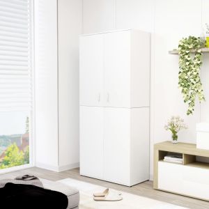 Mueble zapatero de madera contrachapada blanco 80x39x178 cm