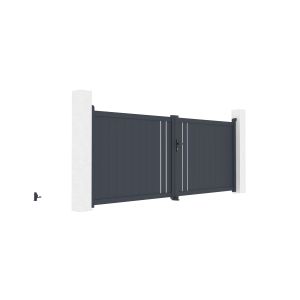 Pack puerta abatible 350c140 giona + 2 postes eifel a.166cm gris