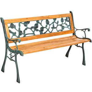 Banco para jardín de madera y hierro fundido marina 124x52x74cm