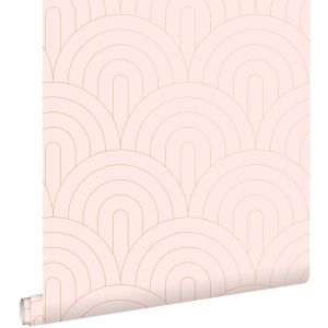 Estahome papel pintado arte deco rosa suave y oro rosa - 0,53 x 10,05 m