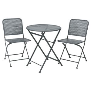 Progarden mesa y sillas de jardín 3 piezas acero negro