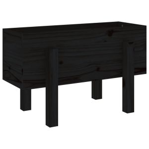 vidaXL jardinera madera maciza de pino negro 62x30x38 cm