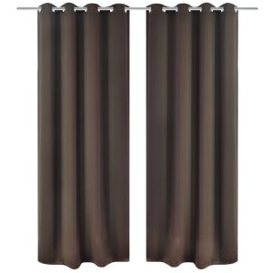 vidaXL cortinas opacas 2 piezas con ojales de metal 135x175 cm marrón