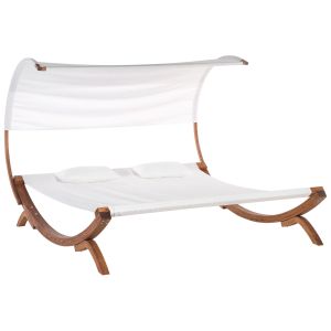 Cama de playa doble en madera blanco crema teramo