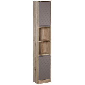 Armario alto de baño melamina de madera y mdf bicolor 30x24x170 cm homcom