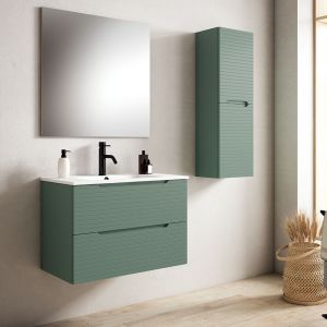 Mueble baño, lavabo, espejo y aplique LED boreal 80x45cm verde lago sus.