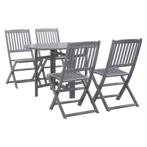 vidaXL juego de comedor de jardín 5 pzas madera maciza de acacia gris