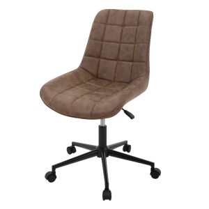 Silla de oficina marrón asiento imitación cuero giratorio y regulable