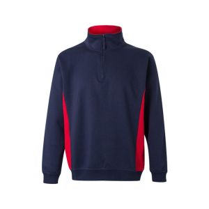 Sudadera bicolor cremallera xs azul navy/rojo