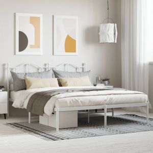 Cama 180x200 cm de metal con cabecero blanco