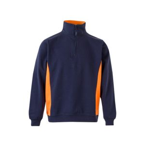 Sudadera bicolor cremallera 3xl azul navy/naranja