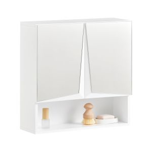 Armario de pared con espejo con 2 puertas estante bzr94-w sobuy