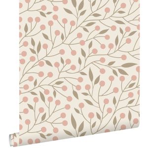 Estahome papel pintado diseño floral blanco y rosa - 0.53 x 10.05 m