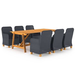 vidaXL juego de comedor de jardín 7 piezas gris oscuro