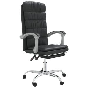 vidaXL silla de oficina reclinable cuero sintético negro