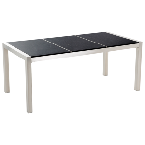 Mesa de comedor de metal/granito plateado/negro 180 x 90 cm grosseto