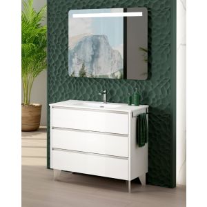 Mueble de baño al suelo con lavabo cerámico | 70 cm - blanco