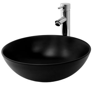 Lavabo sobre encimera, cerámica ø 40x14,5 cm negro ml-design