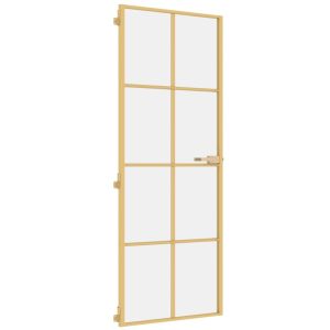 vidaXL puerta de interior dorada vidrio templado y aluminio 76x201,5cm