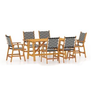 vidaXL juego de comedor para jardín 7 piezas madera maciza de acacia