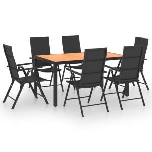 vidaXL juego de comedor de jardín 7 piezas negro y marrón