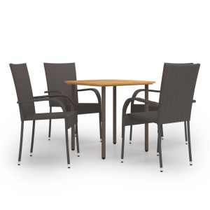 vidaXL set de muebles de comedor de jardín 5 piezas de ratán marrón