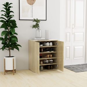 Mueble zapatero madera de ingeniería roble sonoma 60x35x70 cm