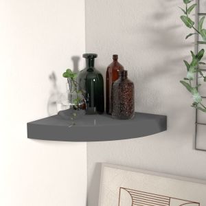Estante flotante de esquina gris con brillo mdf 25x25x3,8 cm es4633