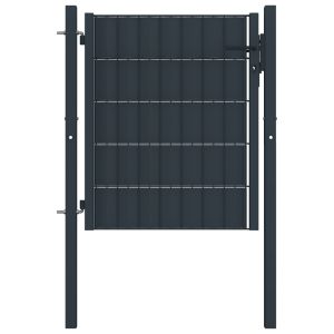 vidaXL puerta de valla de PVC y acero gris antracita 100x81 cm