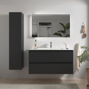 Mueble baño bequia 100 cm negro mate | lavabo