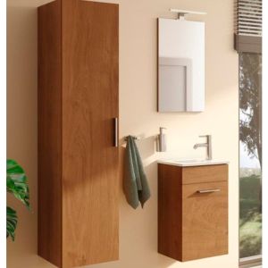 Mueble baño con espejo, lavabo e iluminación LED vitra mia 39x61x28cm roble