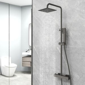 Aica columna ducha termostática negro mate diseño sencillo para baño