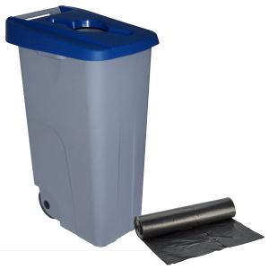 Well home contenedor abierto 110l azul h.88cm+10 bolsas de basura 120l